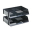 Industrial Tray Side-load Stacking Tray Set, 2 Sections, Letter To Legal Size Files, 16.38" X 11.13" X 3.5", Black, 2/pack