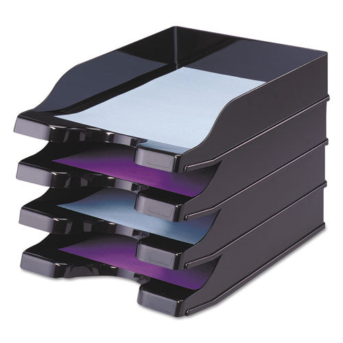 Docutray Multi-directional Stacking Tray Set, 2 Sections, Letter To Legal Size Files, 10.13" X 13.63" X 2.5", Black, 2/pack