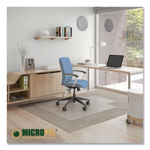 Antimicrobial Chair Mat, Medium Pile Carpet, 48 X 36, Lipped, Clear