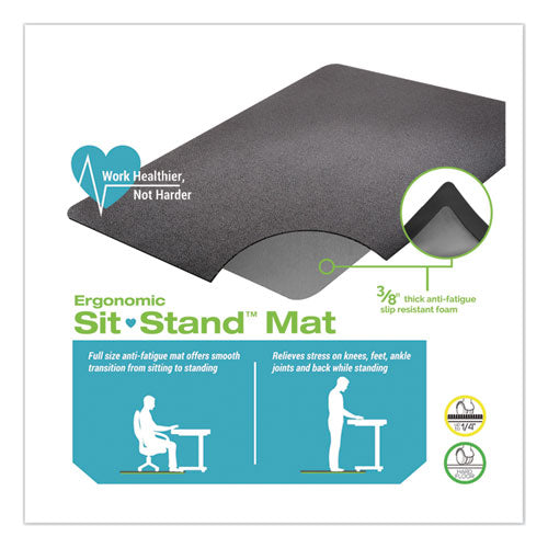 Ergonomic Sit Stand Mat, 48 X 36, Black