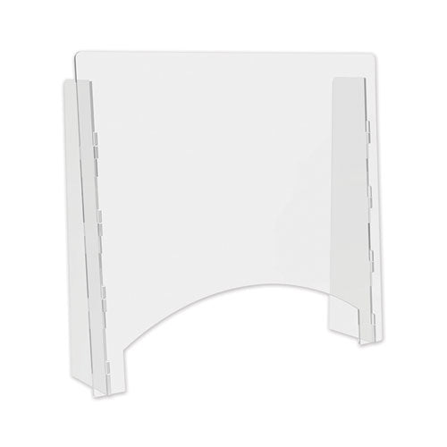 Counter Top Barrier With Pass Thru, 27" X 6" X 23.75", Polycarbonate, Clear, 2/carton