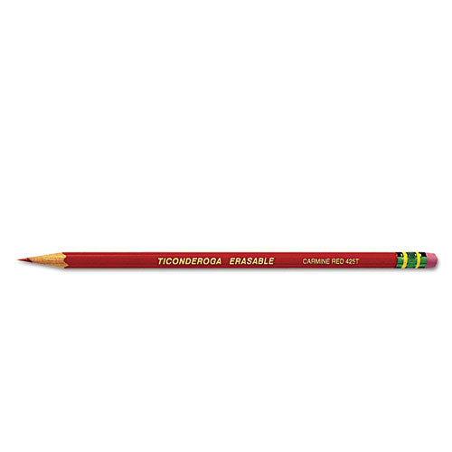 Erasable Colored Pencils, 2.6 Mm, 2b (#1), Carmine Red Lead, Carmine Red Barrel, Dozen