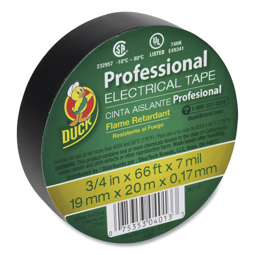 Pro Electrical Tape, 1" Core, 0.75" X 50 Ft, Black, 3/pack