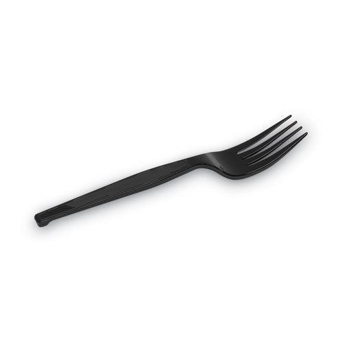 Individually Wrapped Heavyweight Forks, Polypropylene, Black, 1,000/carton