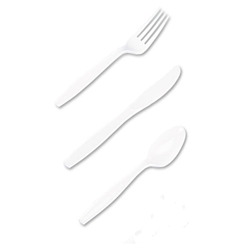 Plastic Cutlery, Mediumweight Forks, White, 1,000/carton