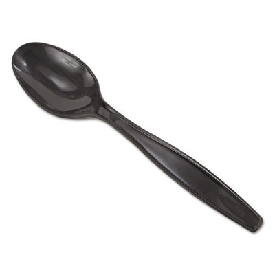 Individually Wrapped Heavyweight Teaspoons, Polypropylene, Black, 1,000/carton