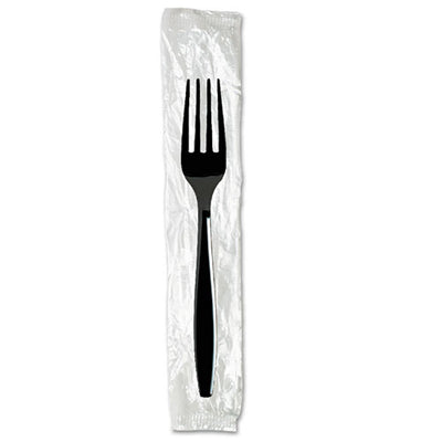 Individually Wrapped Heavyweight Teaspoons, Polypropylene, Black, 1,000/carton