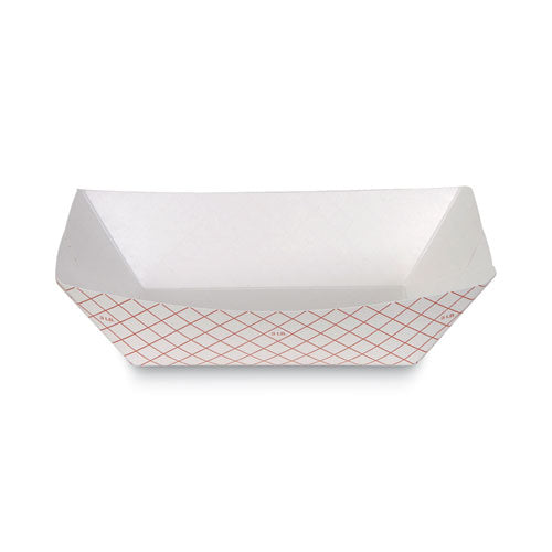 Kant Leek Polycoated Paper Food Tray, 3 Lb Capacity, 8.4 X 5.8 X 2.1, Red Plaid, 250/bag, 2 Bags/carton