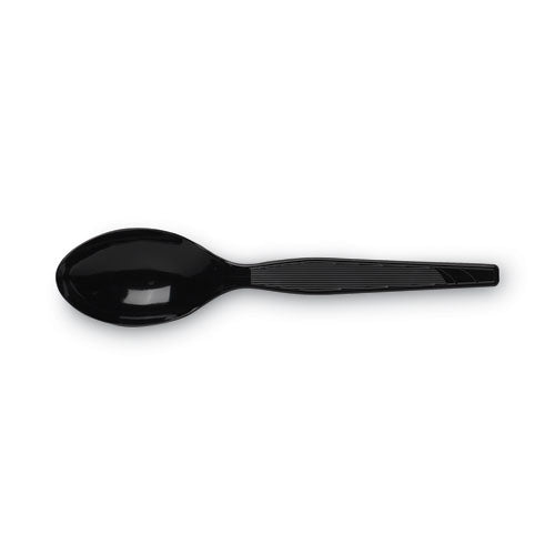 Plastic Cutlery, Heavy Mediumweight Teaspoons, Black, 100/box