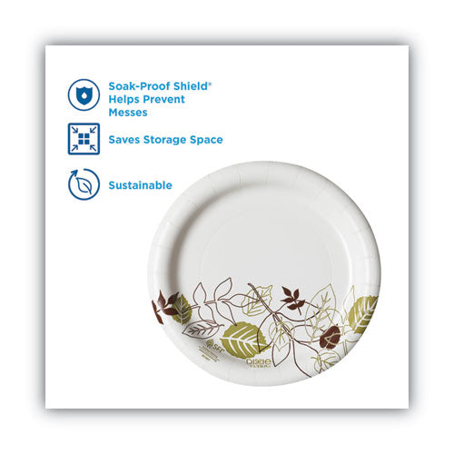 Pathways Soak-proof Shield Mediumweight Paper Plates, Wisesize, 6.88" Dia, Green/burgundy, 500/carton