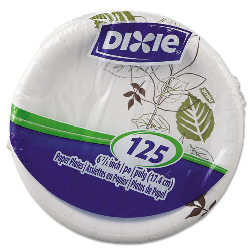 Pathways Soak-proof Shield Mediumweight Paper Plates, Wisesize, 6.88" Dia, Green/burgundy, 500/carton