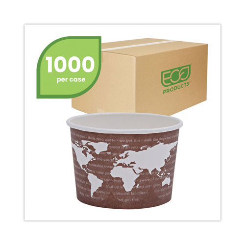 World Art Renewable And Compostable Food Container, 8 Oz, 3.04 Diameter X 2.3 H, Brown, Paper, 50/pack, 20 Packs/carton