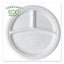 Vanguard Renewable And Compostable Sugarcane Plates, 3-compartment, 10" Dia, White, 500/carton