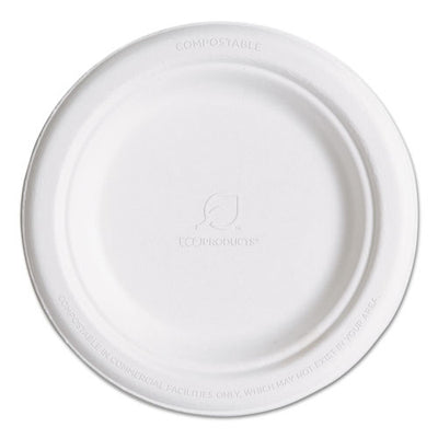 Renewable Sugarcane Plates, 6" Dia, Natural White, 1,000/carton