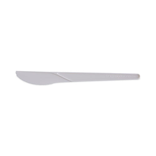 Plantware Compostable Cutlery, Knife, 6", Pearl White, 50/pack, 20 Pack/carton