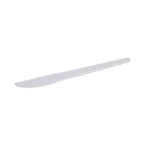 Plantware Compostable Cutlery, Knife, 6", Pearl White, 50/pack, 20 Pack/carton