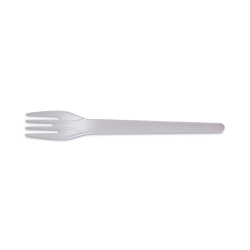 Plantware Compostable Cutlery, Fork, 6", Pearl White, 50/pack, 20 Pack/carton