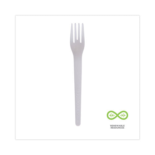 Plantware Compostable Cutlery, Fork, 6", Pearl White, 50/pack, 20 Pack/carton