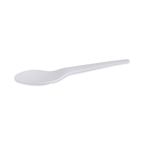 Plantware Compostable Cutlery, Spoon, 6", Pearl White, 50/pack, 20 Pack/carton