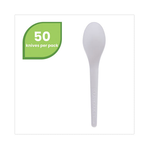 Plantware Compostable Cutlery, Spoon, 6", Pearl White, 50/pack, 20 Pack/carton