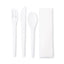 Plantware Compostable Cutlery Kit, Knife/fork/spoon/napkin, 6", Pearl White, 250 Kits/carton
