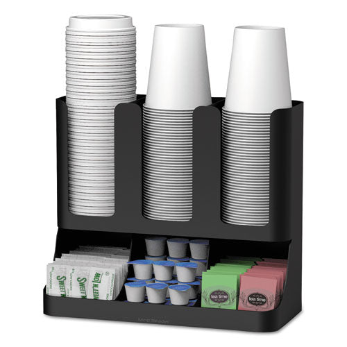 Flume Six-section Upright Coffee Condiment/cup Organizer, 11.5 X 6.5 X 15, Black
