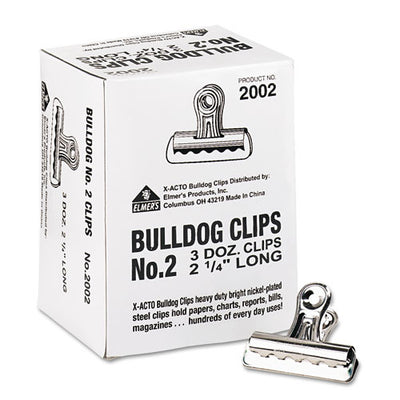 Bulldog Clips, Medium, Nickel, 36/box