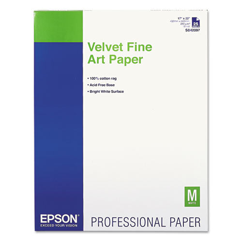 Velvet Fine Art Paper, 17 X 22, White, 25/pack