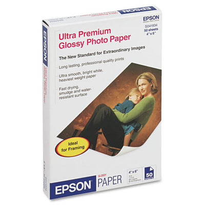 Ultra Premium Glossy Photo Paper, 11.8 Mil, 4 X 6, Glossy Bright White, 60/pack