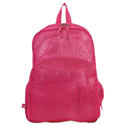 Mesh Backpack, Fits Devices Up To 17", Polyester, 12 X 5 X 18, Clear/english Rose