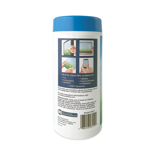 Premoistened Monitor Cleaning Wipes, Cloth, 5 X 7, 80/tub