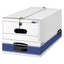 Stor/file Medium-duty Strength Storage Boxes, Legal Files, 15.25" X 19.75" X 10.75", White/blue, 4/carton