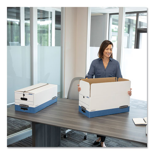 Stor/file Medium-duty Strength Storage Boxes, Legal Files, 15.25" X 19.75" X 10.75", White/blue, 4/carton