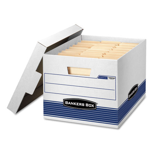 Stor/file Medium-duty Letter/legal Storage Boxes, Letter/legal Files, 12.75" X 16.5" X 10.5", White/blue, 12/carton