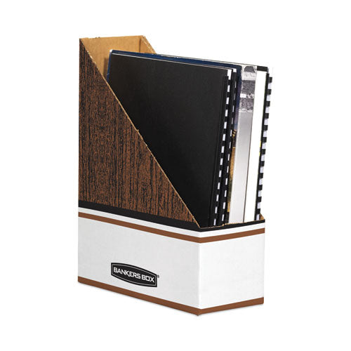 Corrugated Cardboard Magazine File, 4 X 9 X 11.5, Wood Grain, 12/carton