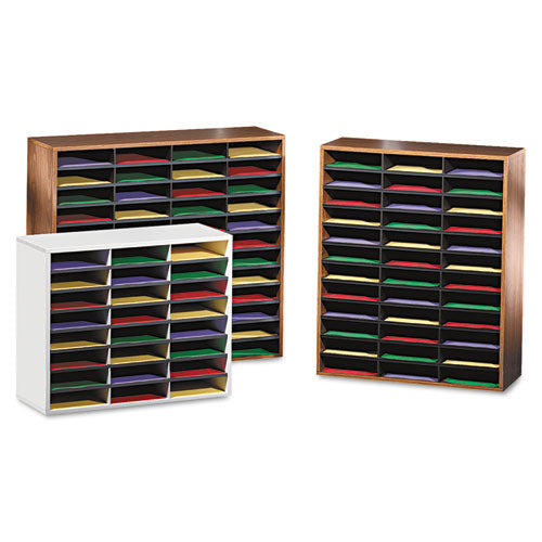 Literature Organizer, 24 Letter Compartments, 29 X 11.88 X 23.44, Medium Oak