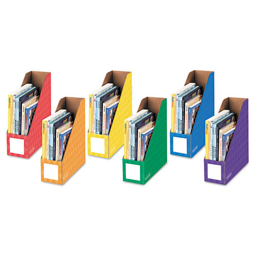 Extra-wide Cardboard Magazine File, 4.25 X 11.38 X 12.88, Assorted, 6/pack