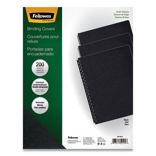 Expressions Linen Texture Presentation Covers For Binding Systems, Black, 11.25 X 8.75, Unpunched, 200/pack