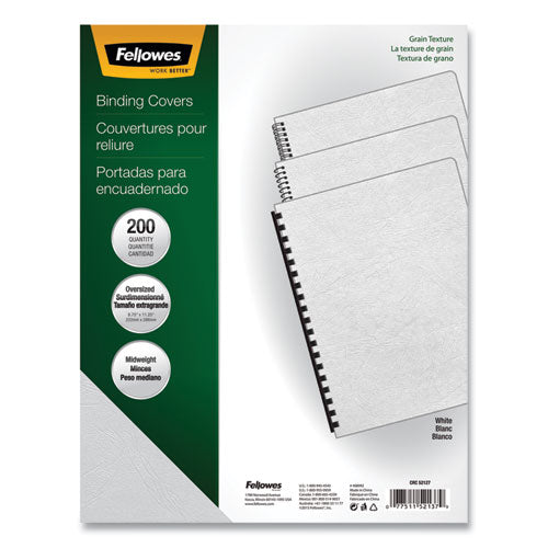 Expressions Classic Grain Texture Presentation Covers For Binding Systems, White, 11.25 X 8.75, Unpunched, 200/pack