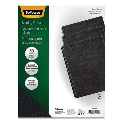 Expressions Classic Grain Texture Presentation Covers For Binding Systems, Black, 11.25 X 8.75, Unpunched, 200/pack