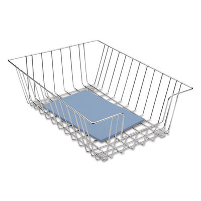 Wire Desk Tray Organizer, 1 Section, Letter Size Files, 10" X 14.13" X 3", Silver