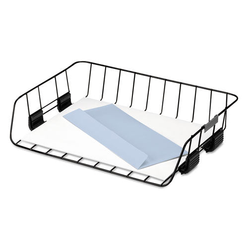 Side-load Wire Stacking Letter Tray, 1 Section, Letter Size Files, 13.38" X 10.13" X 2.63", Black