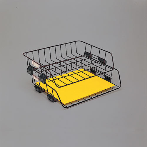 Side-load Wire Stacking Letter Tray, 1 Section, Letter Size Files, 13.38" X 10.13" X 2.63", Black