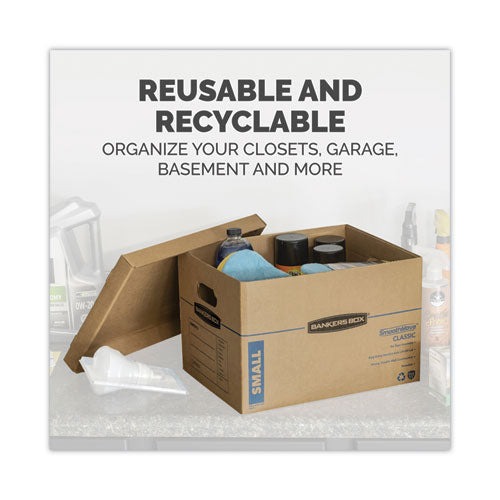 Smoothmove Classic Moving/storage Boxes, Half Slotted Container (hsc), Small, 12" X 15" X 10", Brown/blue, 10/carton