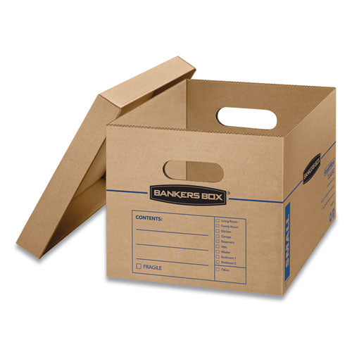 Smoothmove Classic Moving/storage Boxes, Half Slotted Container (hsc), Medium, 15" X 18" X 14", Brown/blue, 8/carton