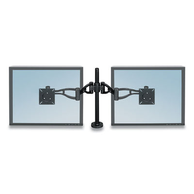 Professional Series Depth Adjustable Dual Monitor Arm, 360 Deg Rotation, 37 Deg Tilt, 360 Deg Pan, Black, Supports 24 Lb