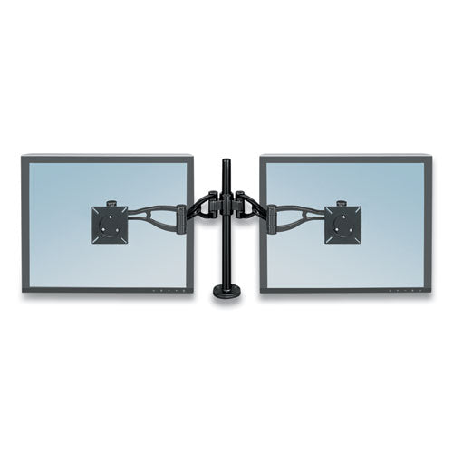 Professional Series Depth Adjustable Dual Monitor Arm, 360 Deg Rotation, 37 Deg Tilt, 360 Deg Pan, Black, Supports 24 Lb