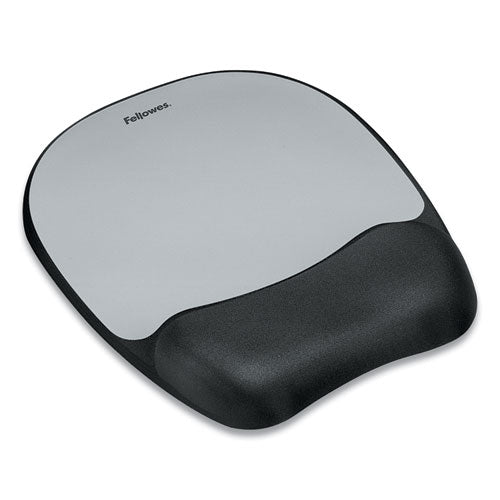 Memory Foam Mouse Pad With Wrist Rest, 7.93 X 9.25, Black/silver