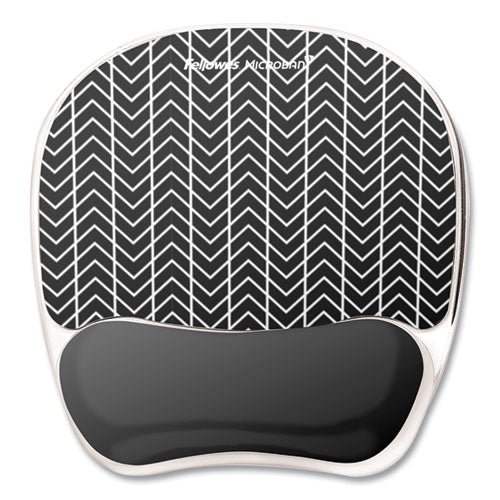 Photo Gel Mouse Pad With Wrist Rest With Microban Protection, 7.87 X 9.25, Chevron Design