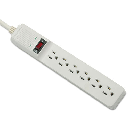 Basic Home/office Surge Protector, 6 Ac Outlets, 15 Ft Cord, 450 J, Platinum